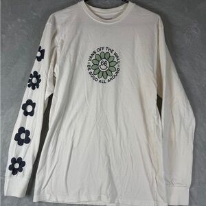Vans Mens Shirt Size Medium Long Sleeve White Flowers Be Good